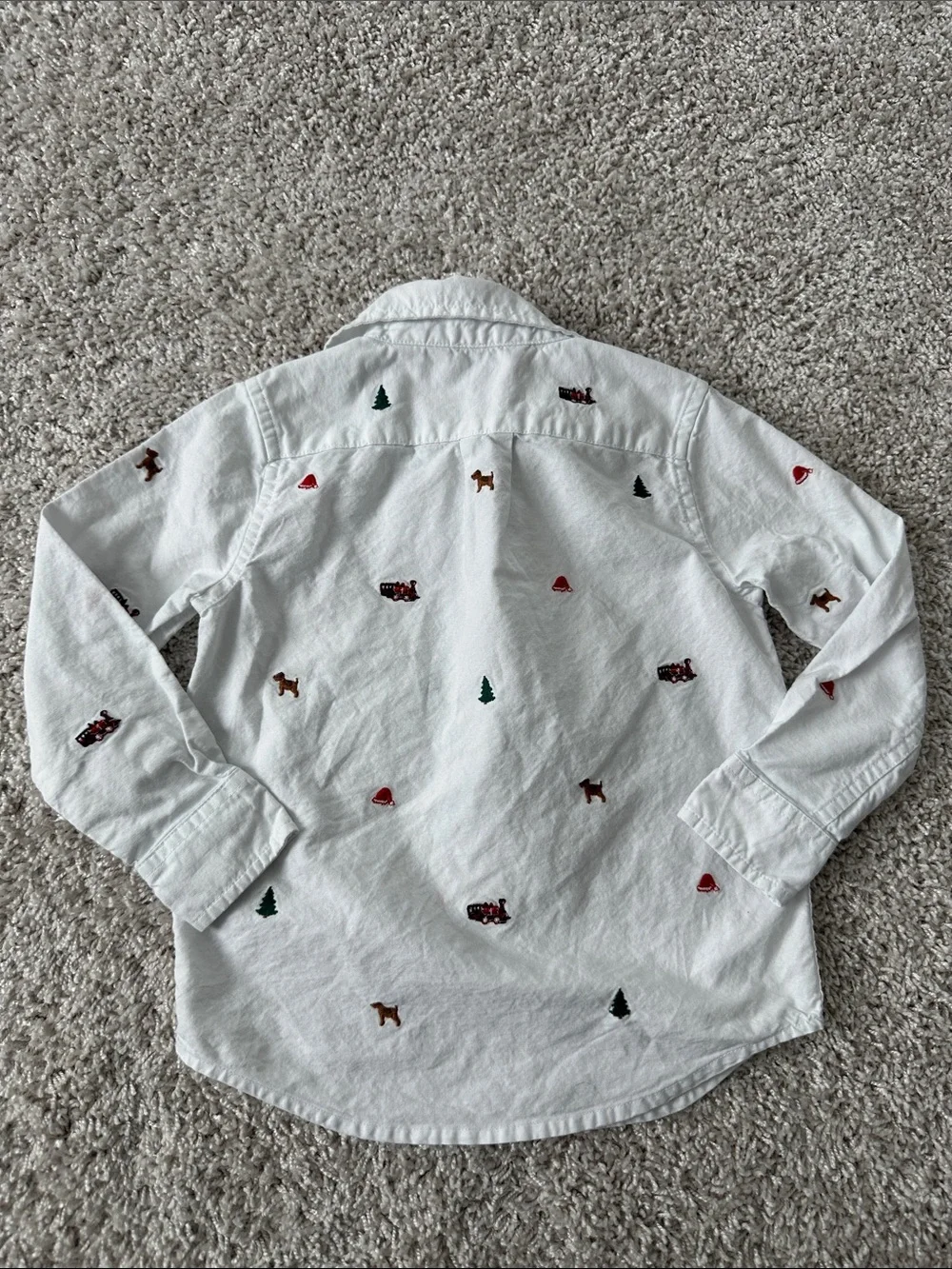 Janie and Jack Embroidered Holiday Button-down Shirt